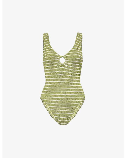 Hunza G Green Celine Plunge-neck Swimsuit