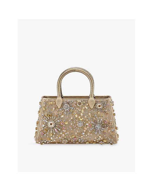 BVLGARI Metallic Serpentine Duette Crystal-Embellished Top-Handle Bag