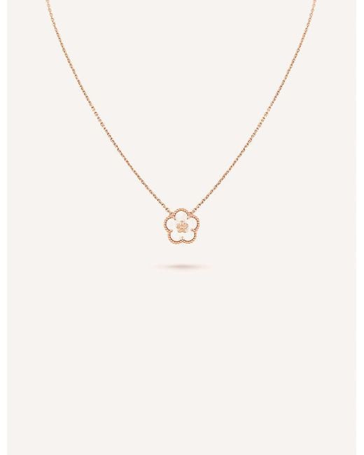 Van Cleef & Arpels Natural Lucky Spring Plum Blossom 18ct Rose-gold And Mother-of-pearl Pendant Necklace