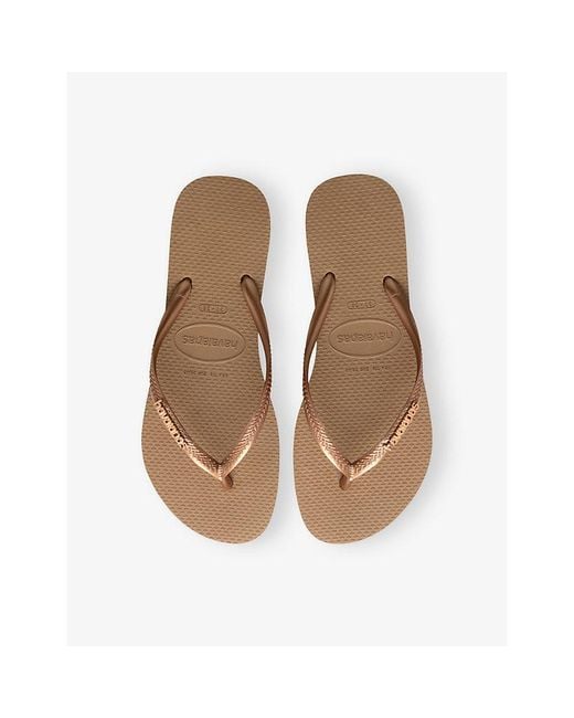 Havaianas Brown Slim Metallic Rubber Flip Flops