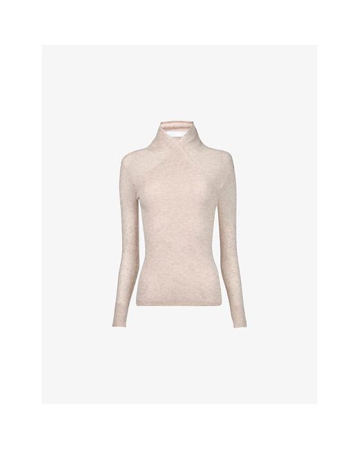 eem Pink Wrap-Neck Long-Sleeve Wool Jumper