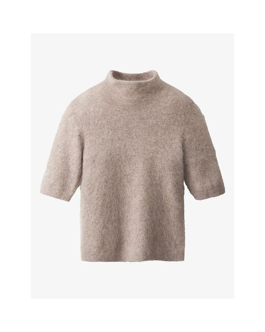 The White Company Brown High-Neck Knitted Wool-Blend T-Shirt