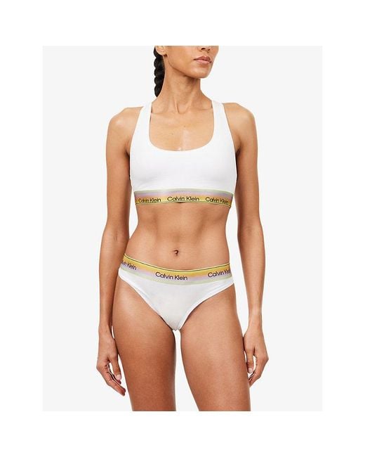Calvin Klein White Pride Cotton-Jersey Thong