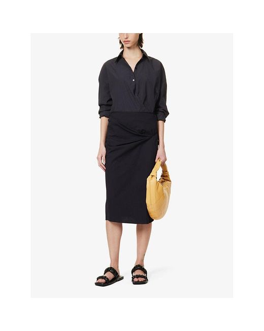 Lemaire Blue Wrap-front Self-tie Woven Midi Skirt