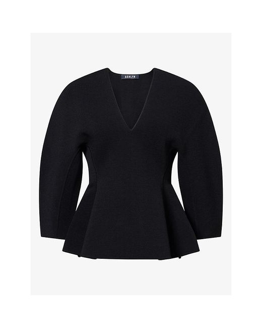 Ashlyn Black William V-Neck Knitted Top