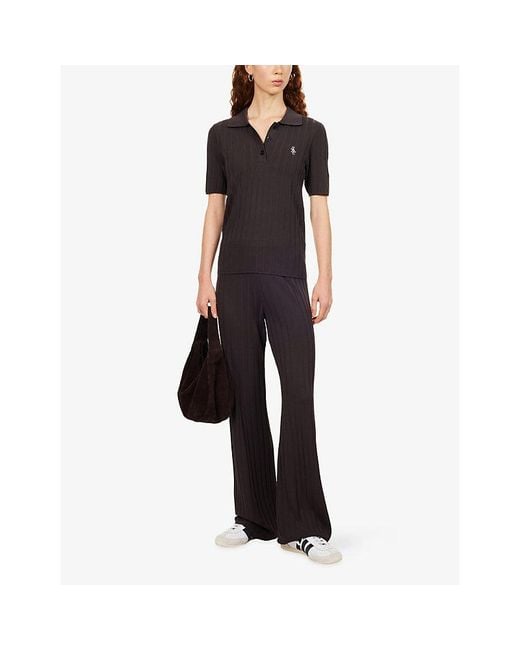 Sporty & Rich Multicolor Src Logo-Embroidered Ribbed-Knit Polo Shirt