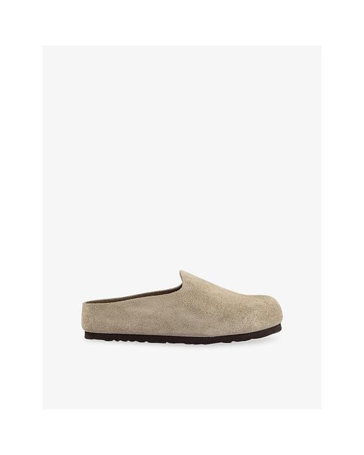 Birkenstock White Amsterdam Wrapped Suede Clogs
