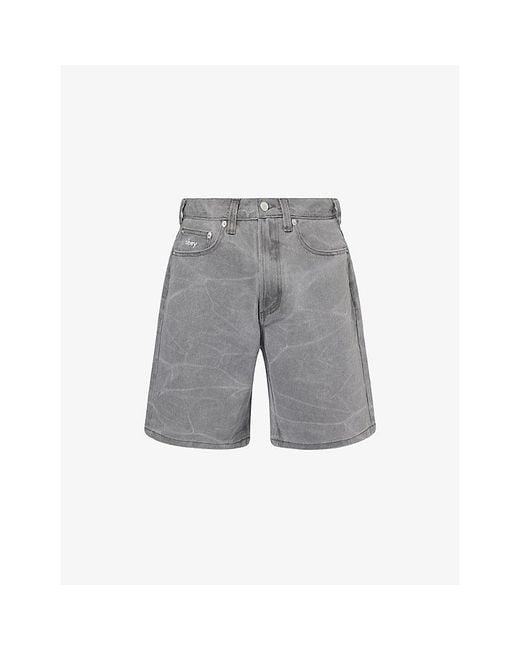 Obey Gray Bigwig Baggy Denim Shorts for men