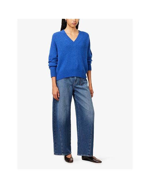 Weekend by Maxmara Blue Relaxed-Fit V-Neck Knit Jumper