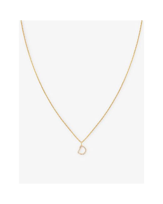 Astrid & Miyu Metallic Letter D 18Ct-Plated Recycled Sterling- And Cubic Zirconia Pendant Necklace