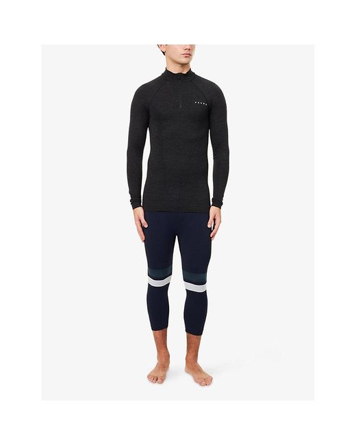 Falke Black Tech Quarter-Zip Stretch-Wool Blend Top for men
