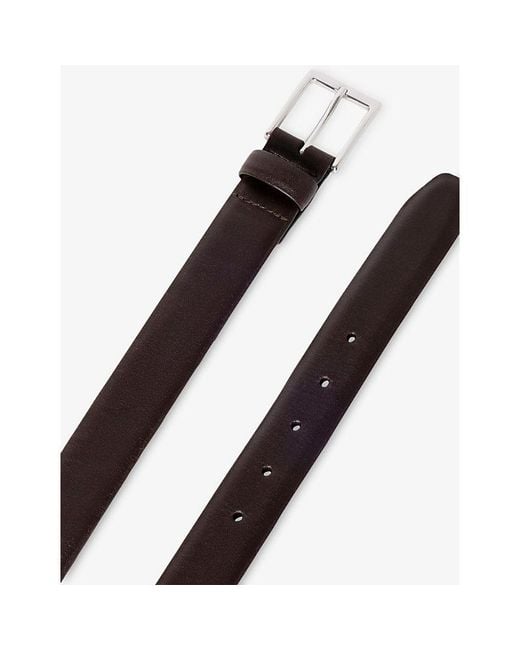 Hackett Black Feather-Edge Leather Belt for men