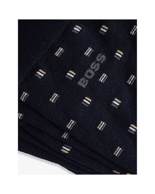 Boss Blue Mini Iconic Pack Of Two Stretch-Cotton Blend Socks for men