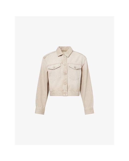 PAIGE Natural Michele Cropped Cotton Denim Jacket