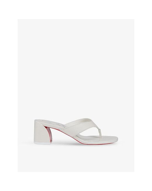 Christian Louboutin White Janetonga 55 Leather Heeled Mules