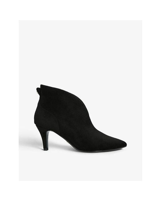 Carvela Kurt Geiger Black Flute Curved Ankle Suede Heeled Ankle Boots