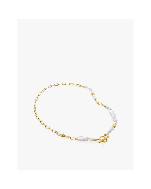 Monica Vinader Metallic X Amy Powney 18Ct-Plated Vermeil Sterling- And Pearl Necklace
