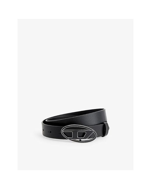 DIESEL Black Logo-buckle Leather Belt