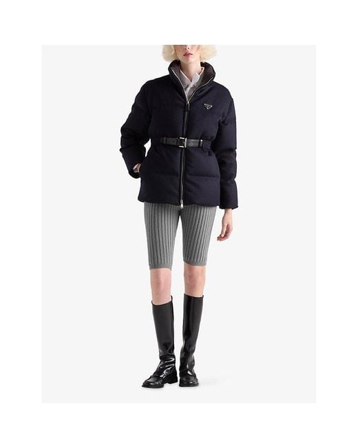 Prada Blue Down Loden Puffer Jacket