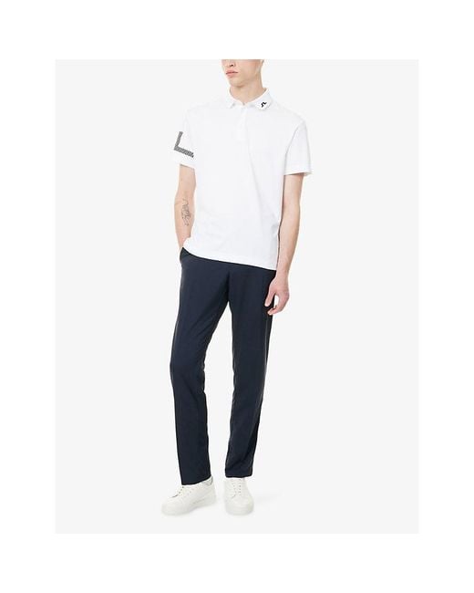 J.Lindeberg White Heath Woven Polo Shirt for men