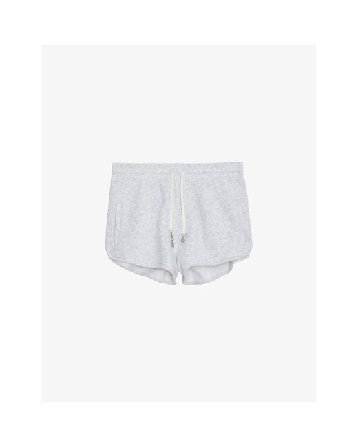Zadig & Voltaire White Smile Skull-embellished High-rise Cotton Shorts