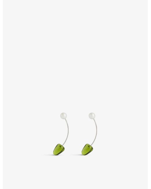 Dries Van Noten Green Pear-charm Brass Earrings