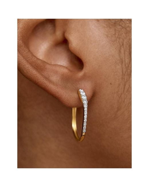 Monica Vinader Metallic Riva Medium 18Ct-Plated Vermeil Sterling- And 0.35Ct Lab-Grown Diamond Hoop Earrings