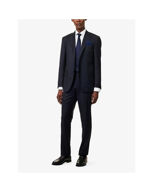Corneliani Blue Single-Breasted Notch-Lapel Wool Suit for men