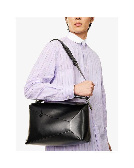 Loewe Black Puzzle Edge Leather Cross-body Bag for men