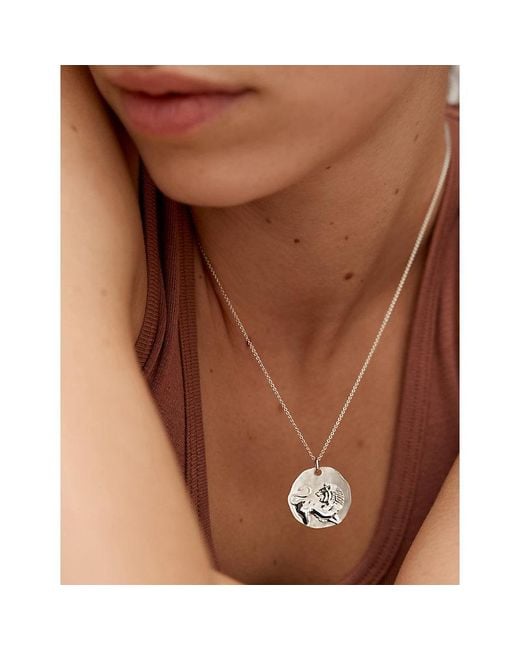 Monica Vinader White Leo Zodiac Sterling- Pendant Necklace