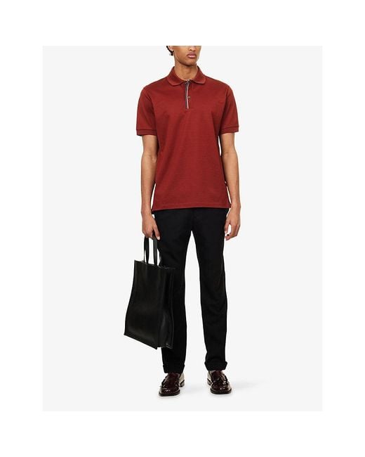 Paul Smith Red Signature Stripe Short-Sleeve Cotton-Pique Polo Shirt for men