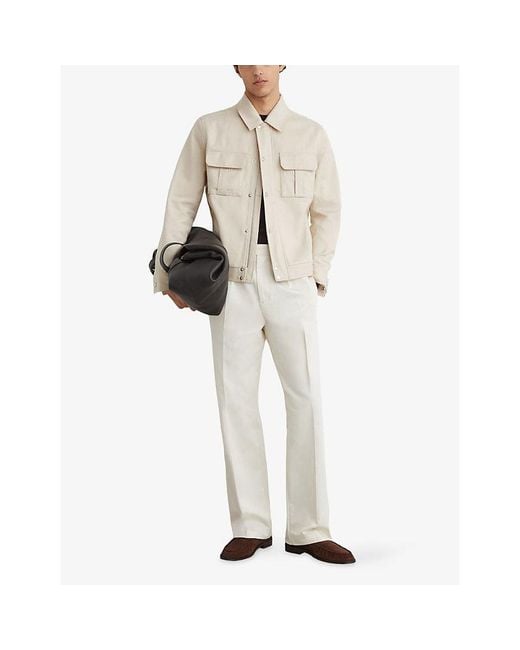 Reiss Natural Americas Patch-Pocket Cotton-Blend Bomber Jacket for men