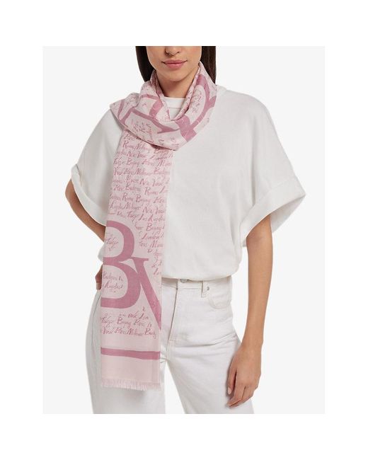 BVLGARI Pink Lettere Maxi Metropolis Branded Silk And Wool-blend Stole