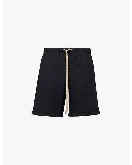 Fear Of God Blue Brand-patch Drawstring-waist Cotton-blend Shorts for men