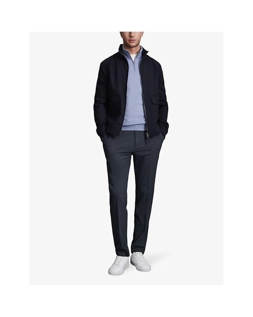 Reiss Blue Found Pressed-Crease Straight-Leg Stretch-Woven Trousers for men