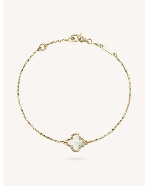 Van Cleef & Arpels Metallic Women's Yellow Gold Sweet Alhambra And Mother-of-pearl Bracelet