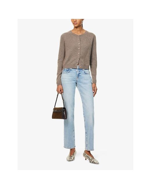 7 For All Mankind Blue Calie Straight-Leg Low-Rise Denim Jeans