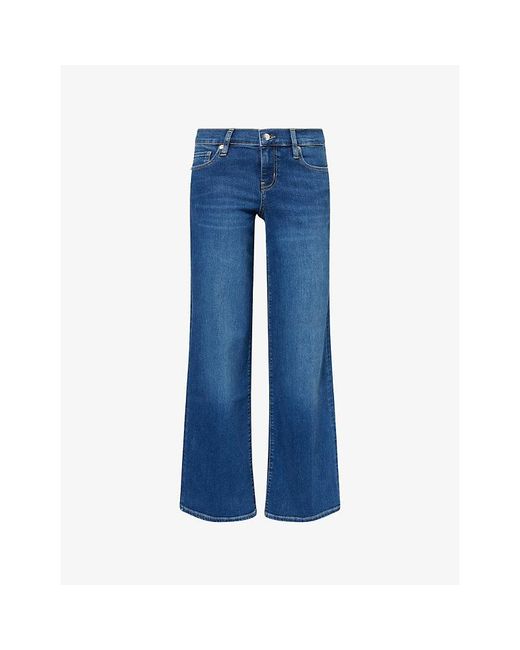 FRAME Blue Le Slim Palazzo Low-Rise Stretch-Denim Blend Jeans