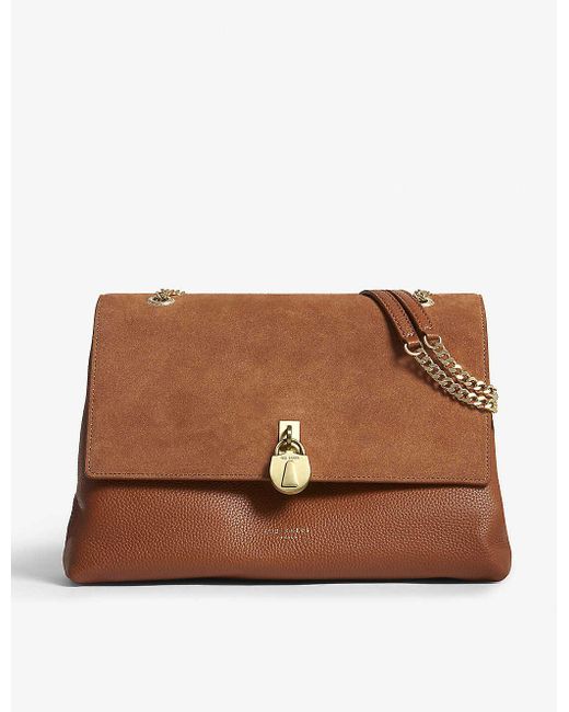 Ted Baker Brown Hermiaa Suede And Leather Shoulder Bag