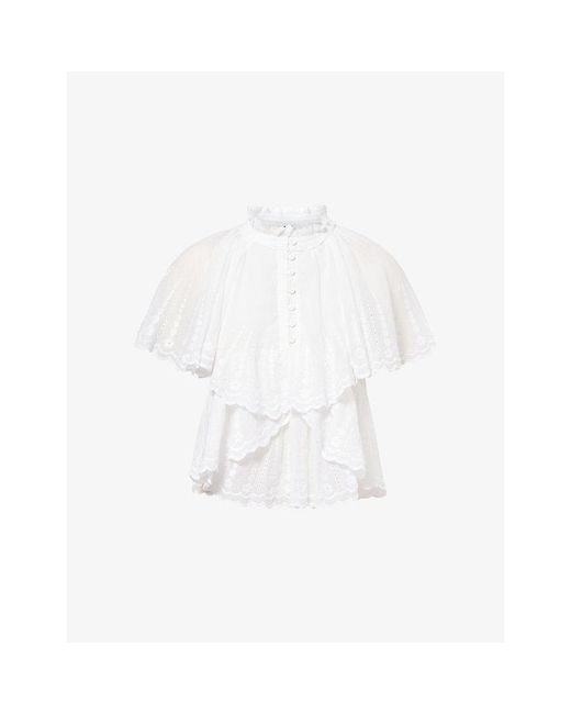 Isabel Marant White Lorna Embroidered Cotton Top