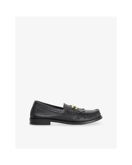 Dune Black Granules Leather Loafers