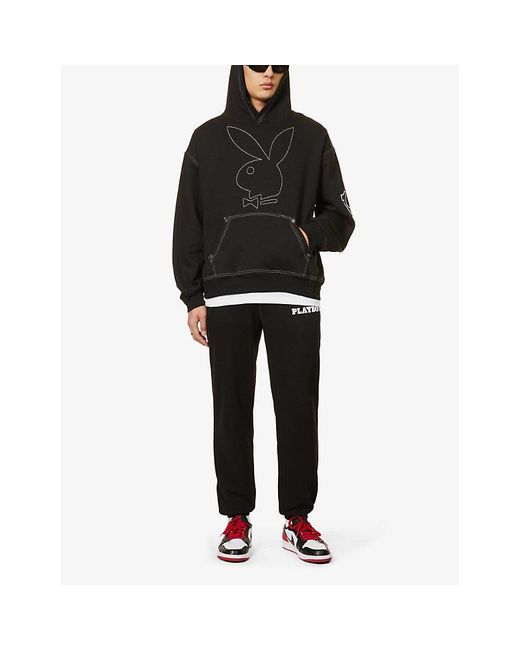 True Religion Black X Playboy Branded Relaxed-fit Cotton-blend Hoody for men