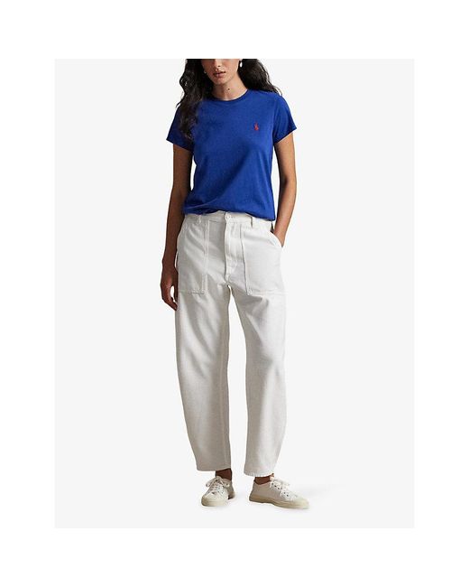 Polo Ralph Lauren Blue Classic-Fit Logo-Embroidered Cotton-Jersey T-Shirt
