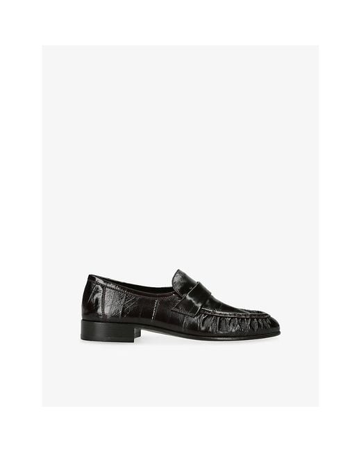 The Row Black Soft Eel Leather Loafers