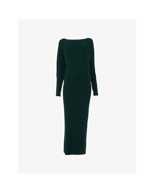 eem Green Boat-Neck Ribbed-Knit Midi Dress
