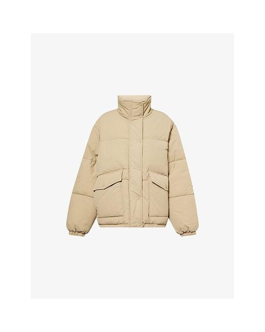 ADANOLA Natural Funnel-Neck Long-Sleeves Shell Puffer Jacket