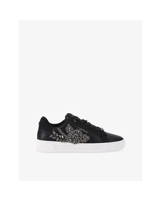 Carvela Kurt Geiger Black Mortella Faux-Leather Low-Top Trainers