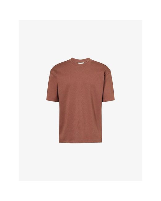 Oas Brown Ovi Embroidered Cotton T-Shirt for men