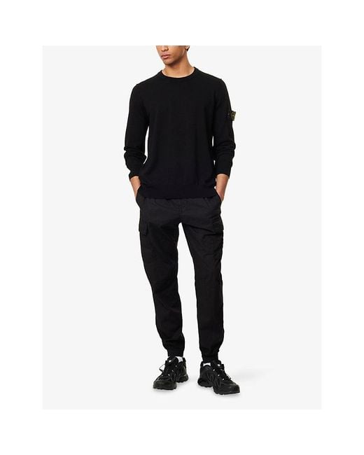 Stone Island Blue Badge Crewneck Cotton-Knit Jumper for men