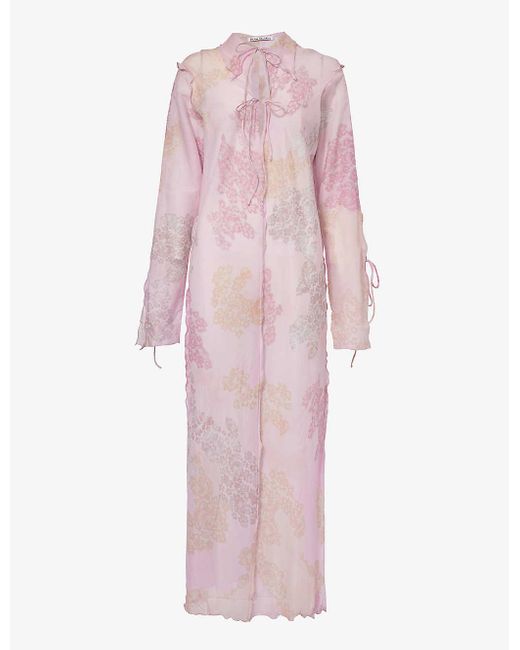 Acne Pink Daftan Floral-print Cotton And Silk-blend Maxi Dress